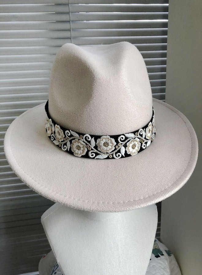 TCOMVEZ Hat Bands for Women Cowboy Hat Band Embroidery Flowers Fedora Western Hat Band - Image 2